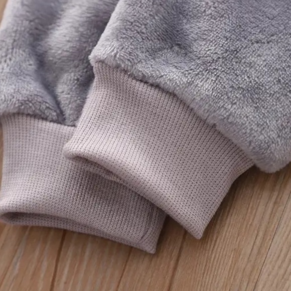 New BLUE Fleece Children's Hooded Outerwear Top + Pants 2 pcs Warm SET - Picture 5 of 6